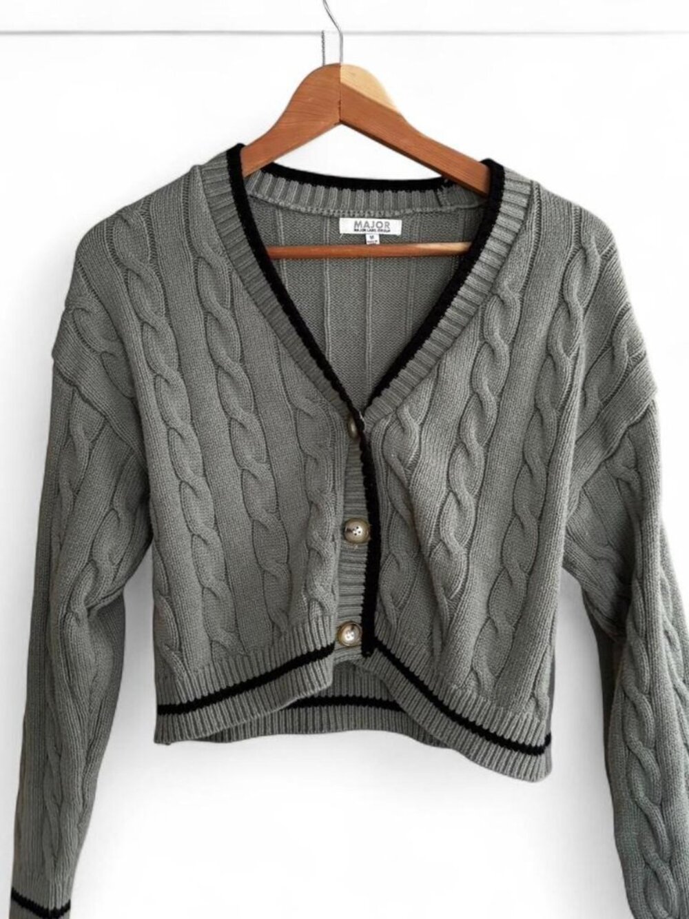 Greyish Green Cropped Cardigan Womens Size Medium